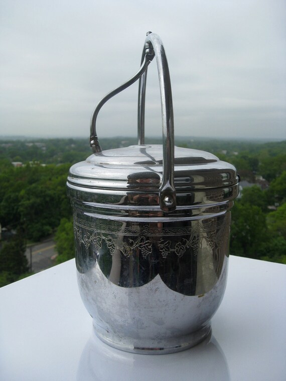 Vintage Ice Bucket Solid Brass with Chrome Finish and Inner