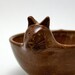 Ceramic Cat Bowl in Gingerbread Brown
