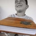 Wooden blank book, covers from reclaimed wood , old metal application, coptic stitch hand bound recycled paper