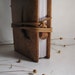 Notebook hard wood wrapped leather original closure many recycled pages pocket