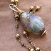 Blue and Green Basha Bead on Handmade Brass Beaded Chain