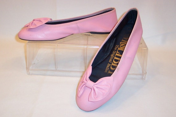 Vintage 80s Sam and Libby Ballet Flats Pink Leather Shoes 9