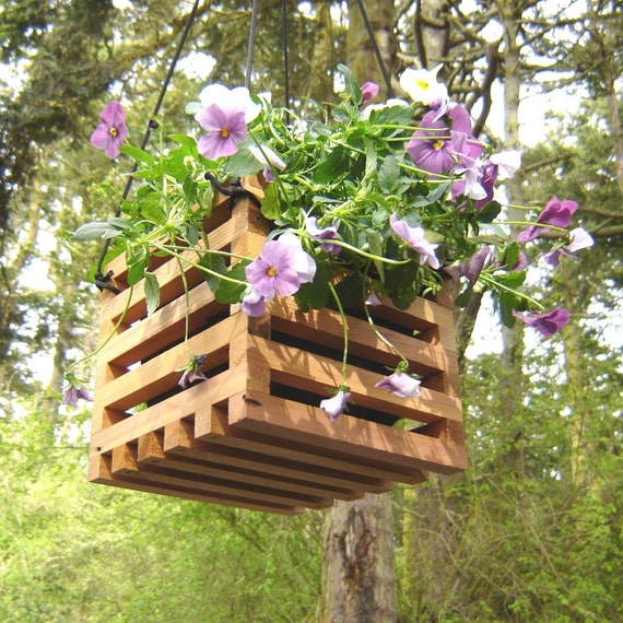 Hanging planter, small, made from recycled cedar wood