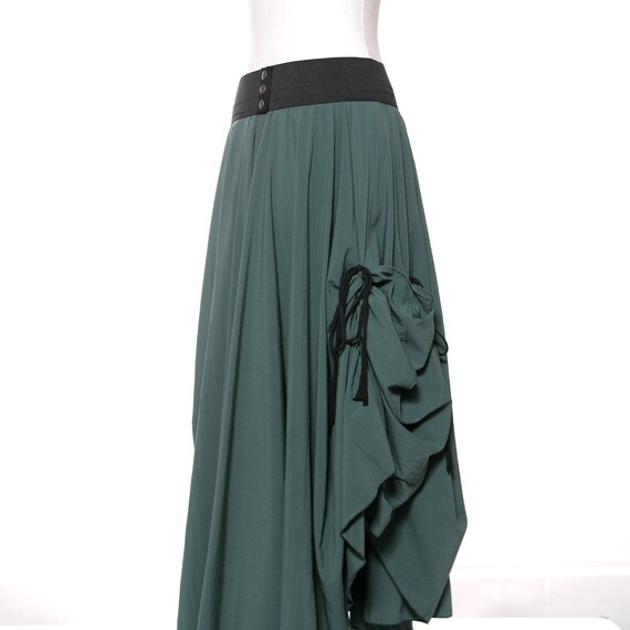 Emerald Green Maxi Skirt with Gathered by MiloCreativeStudios