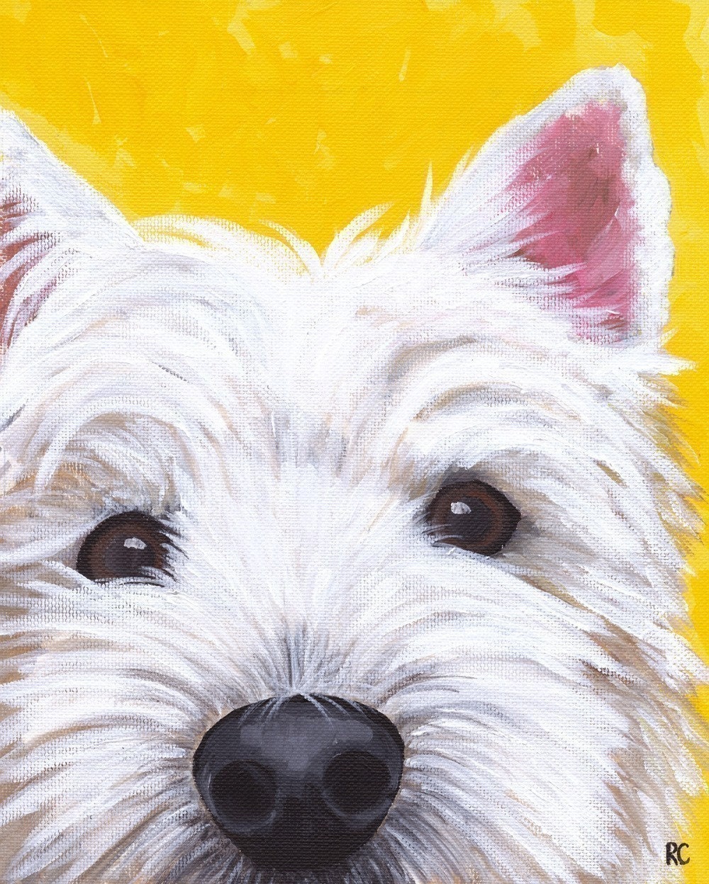 WEST HIGHLAND TERRIER WESTIE DOG ART SIGNED 8x10 PRINT from