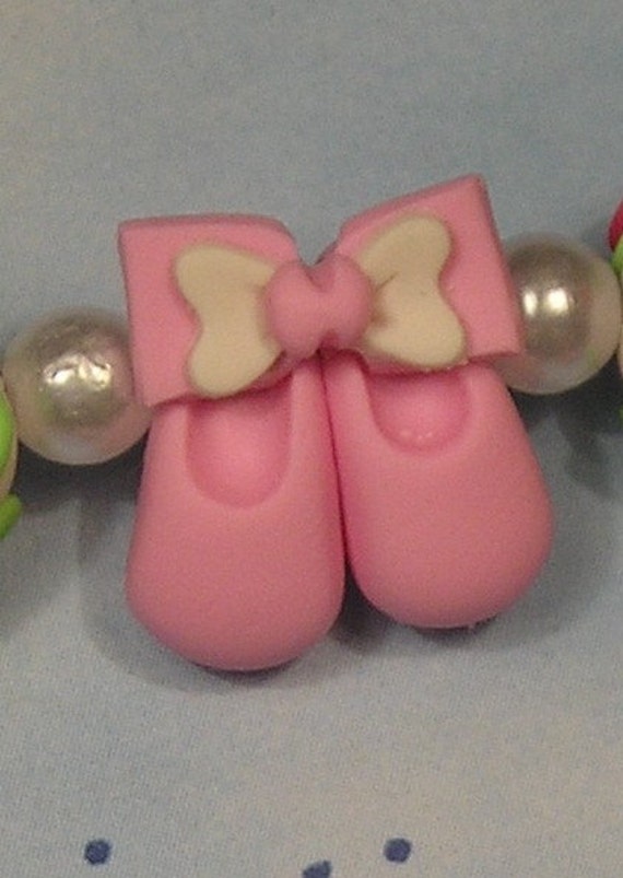 Polymer Clay Pink Ballet Shoes Bead