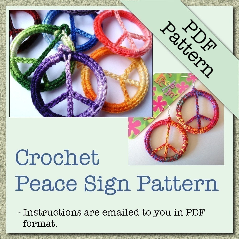 PATTERN Crochet Peace Sign Pendant