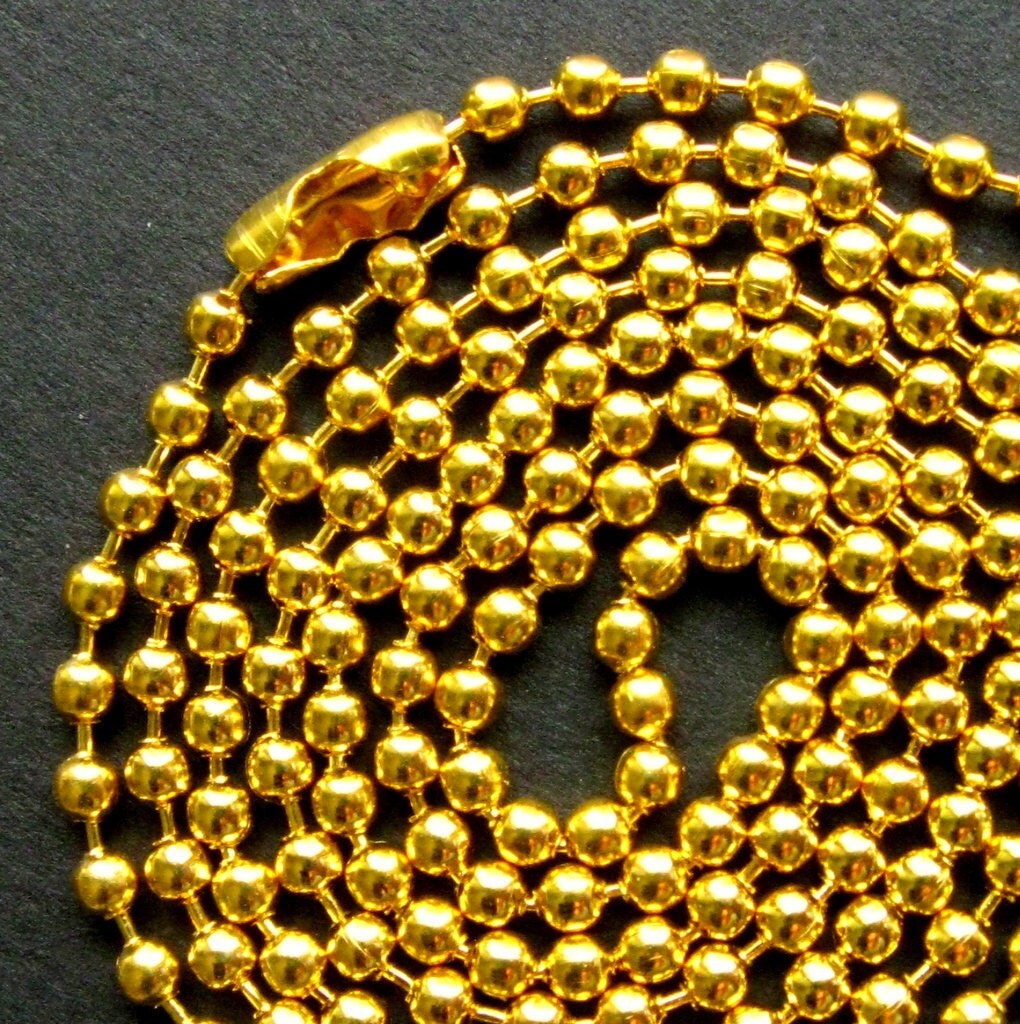 24 Gold Ball Chain with End Connectors/Clasps Set of 5
