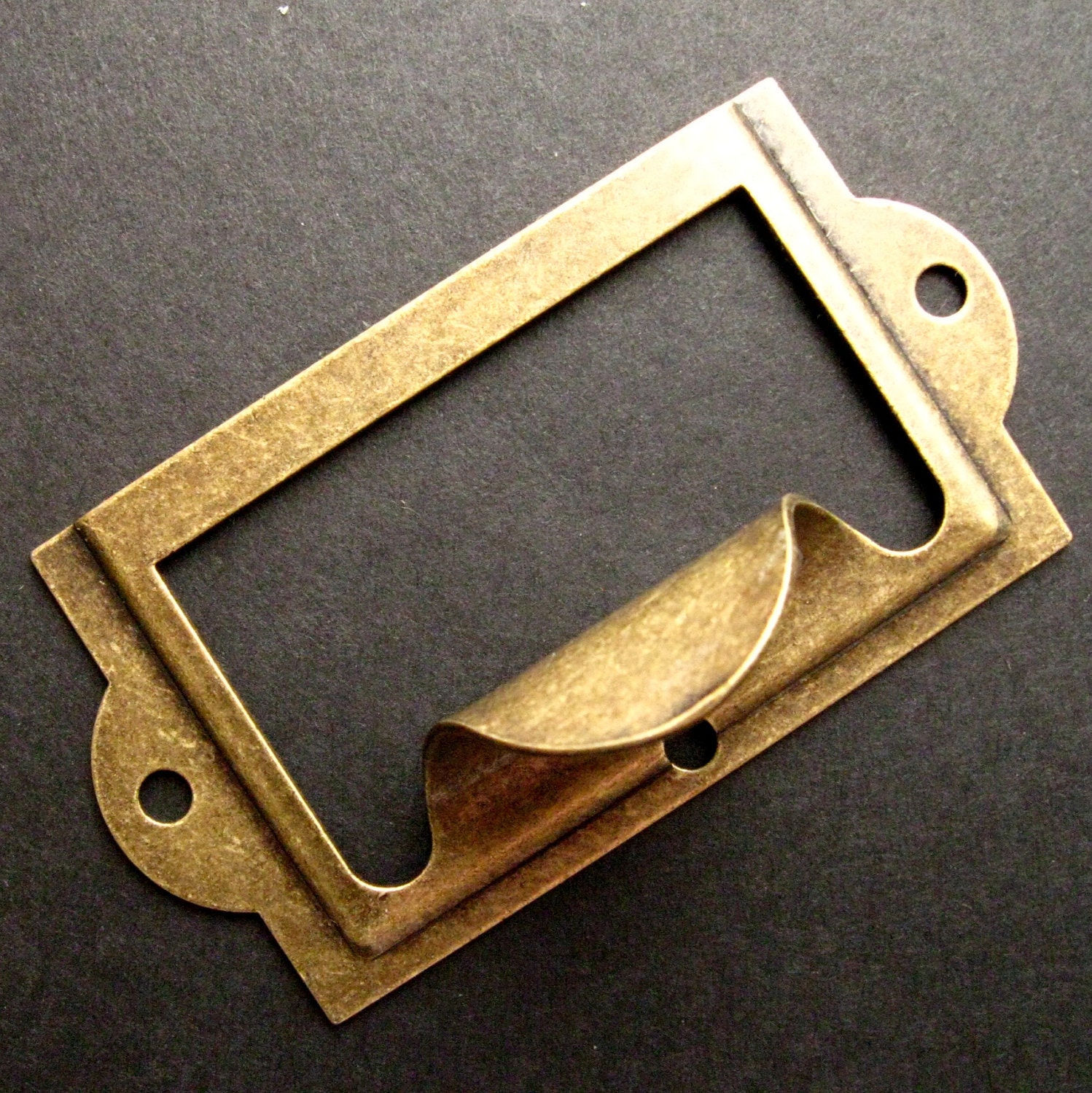 Antique Brass Label Holders Set of 5 Drawer Pull Handle