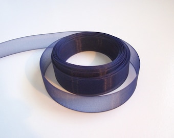 Navy Blue Ribbon, Navy Blue Organza Ribbon 7/8 Inch Wide x 38 yard, 50% Off Sale