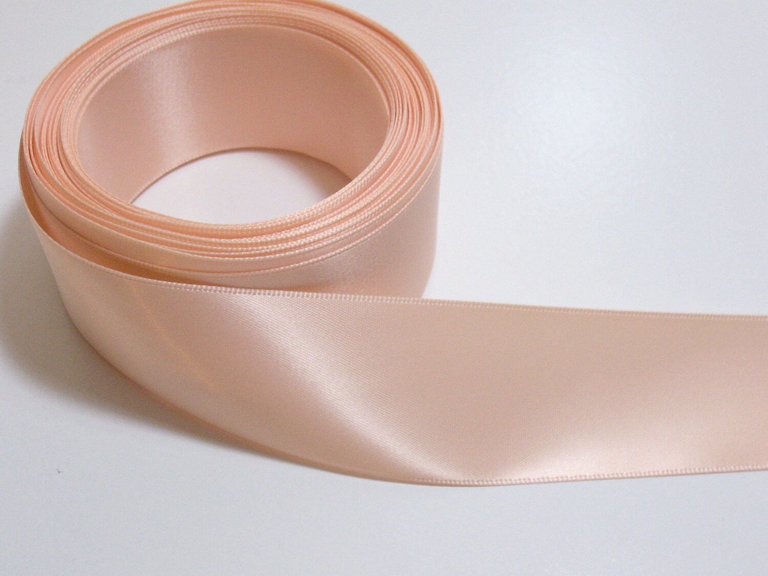 Pale Peach Satin Ribbon DoubleSided Nectar Satin Ribbon 1