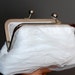 Off White Ruffled Tulle Clutch