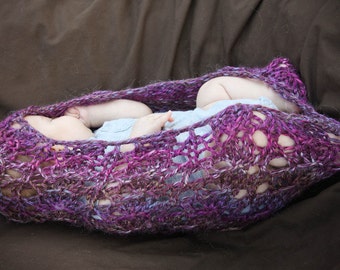 Purple Lacy Knit Baby Cocoon Pod - Photography Prop