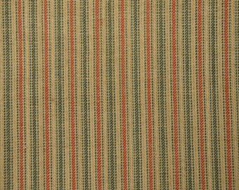 FLAWED Red And Green Ticking Fabric | Stripe Fabric | Homespun Fabric | Holiday Ticking Stripe Fabric | 1 Yard