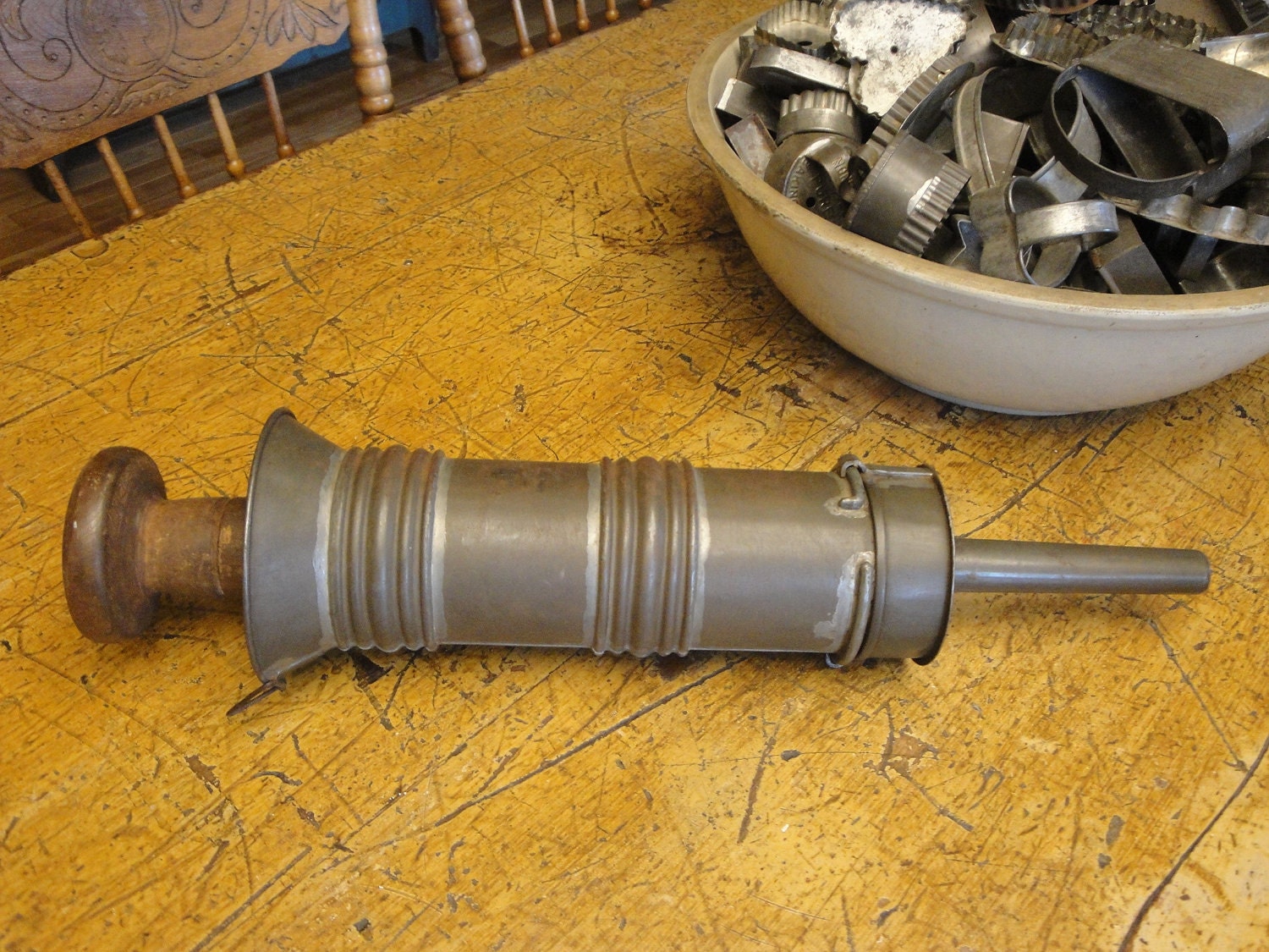 Large Vintage Tin Sausage Stuffer