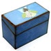 Recipe Box Wood Blue With Amy Butler Owl Fits 4x6 Cards READY TO SHIP