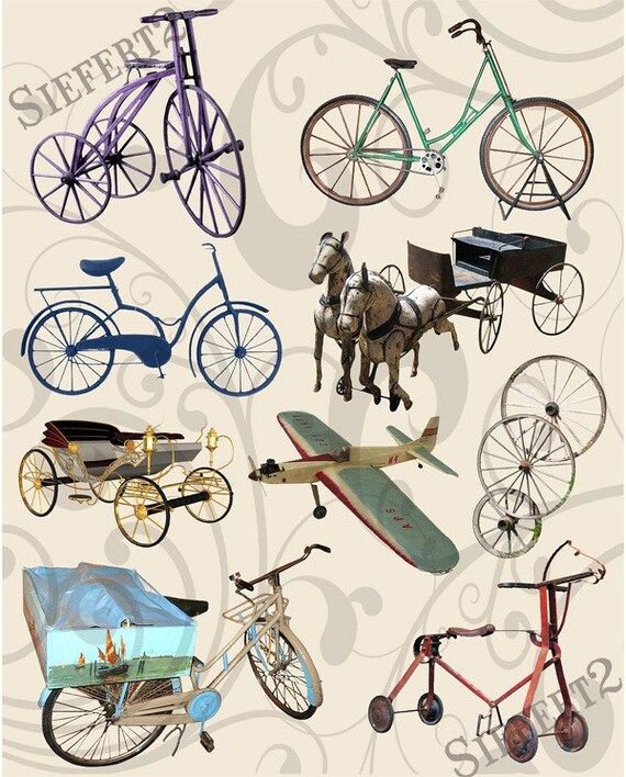 Wheels Go Round and Round Collage Sheet 1wgrc