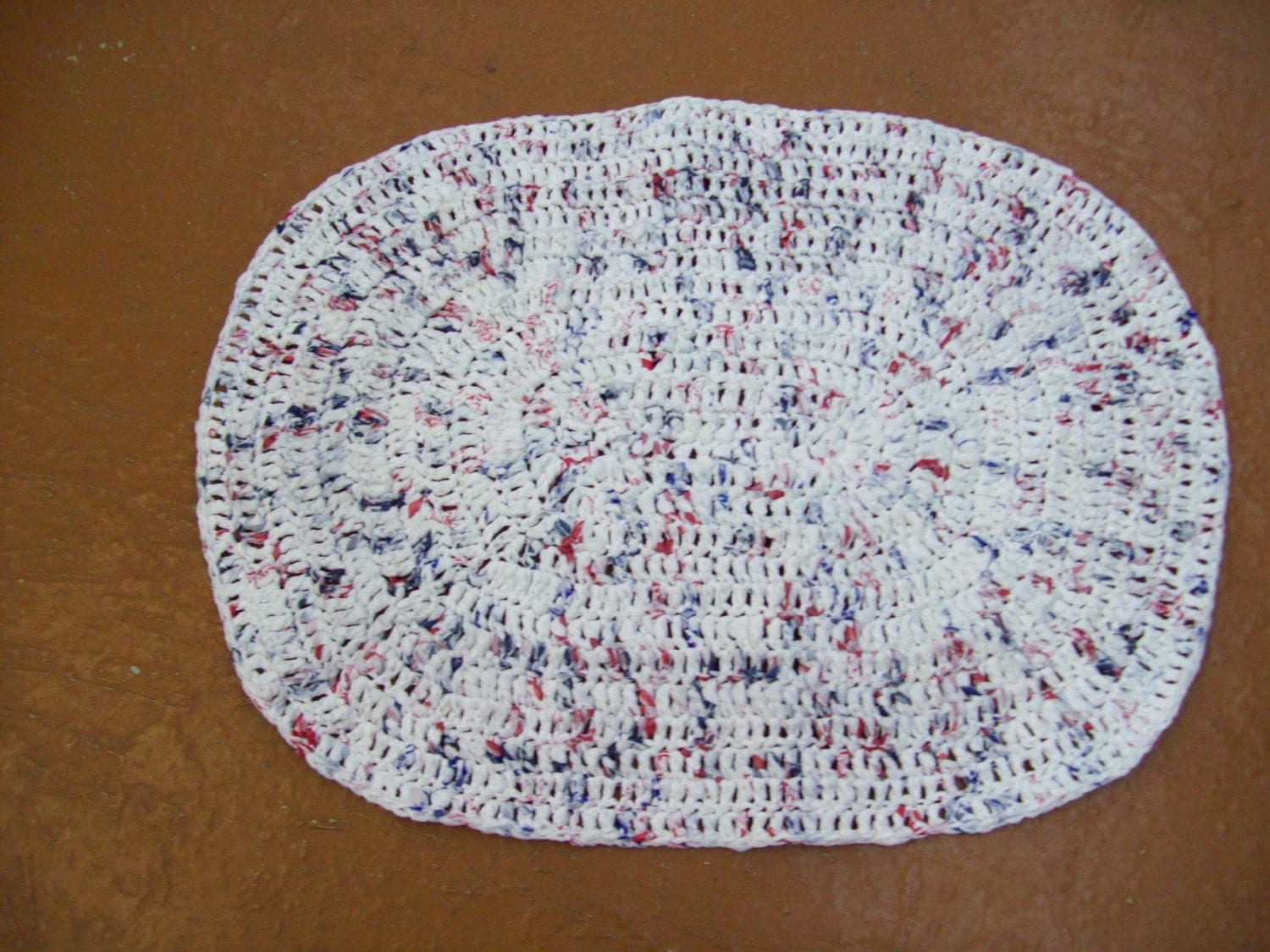 Price reduced crocheted plastic bag rug