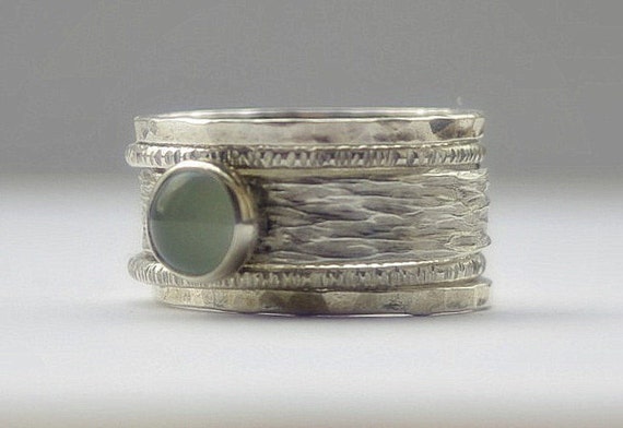 ... ring, unique Aquamarine gemstone wedding ring set, Sterling Silver