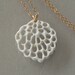 Alice's flower - porcelain and gold-filled necklace. Organic floral pendant. Designed and created by Wapa Studio