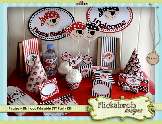  Pirate  birthday  printable DIY  pirate  party  decorations  by