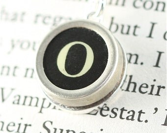 Vintage Typewriter Key Pendant and Necklace - Initial O