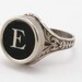 Letter E Antique Typewriter Oak Leaf Ring - Fully Adjustable
