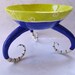 colorful ceramic serving bowl :) deep blue & chartreuse home decor