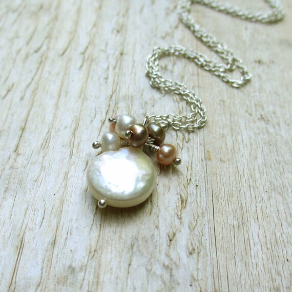 Coin Pearl Necklace... Sterling Silver Genuine Coin Pearl FW