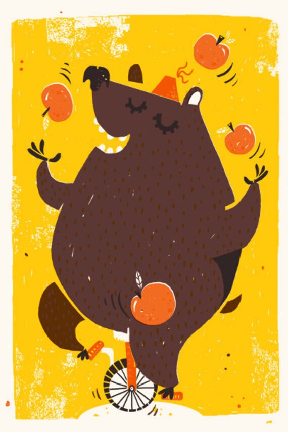 Items similar to Bear On a Unicycle on Etsy
