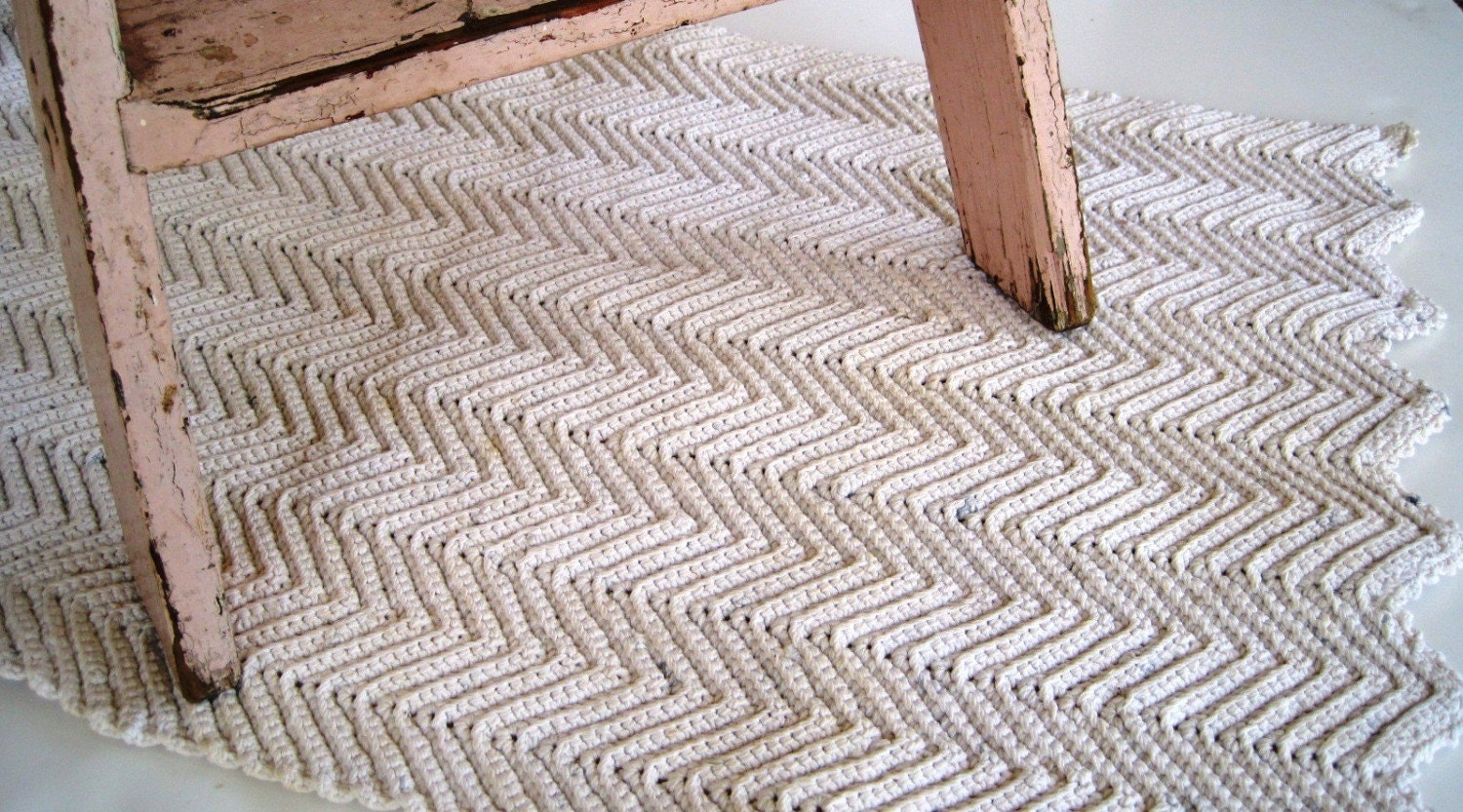 Vintage Handmade Rope Rug Heavyweight Cotton Natural