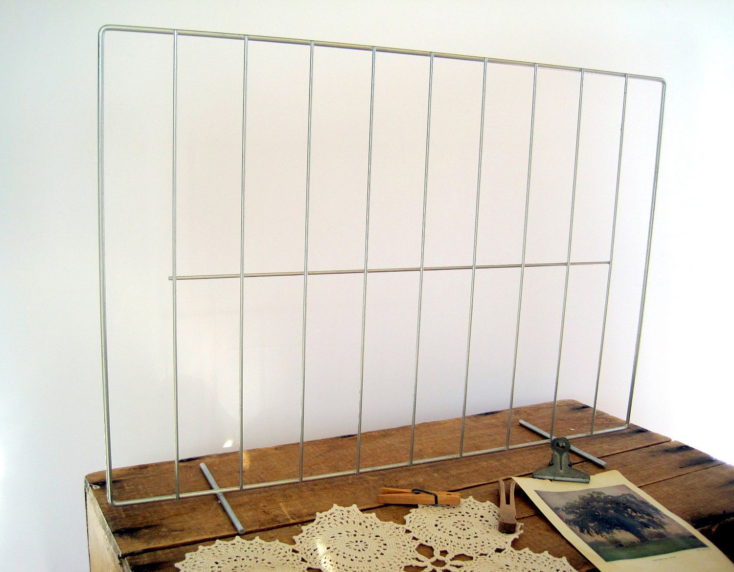 Vintage Industrial Decor Stand Memo Board Upcycled Display