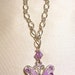 purple butterfly rhinestone charm silver and purple swarovski crystal doll necklace for Blythe Barbie dolls jewelry
