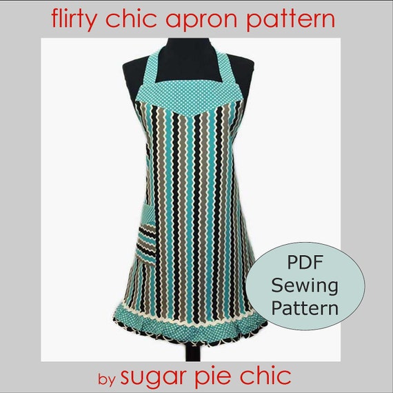 BEGINNING SEWING PDF Woman's Full Apron Tutorial - Flirty Chic Apron - Instant Download Sewing Pattern