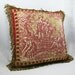 Toile Decorative Pillow Case, Cranberry Red, Olive Green, Pillow, Country Chic, Barkcloth, Cotton, Cushion Cover, French Country