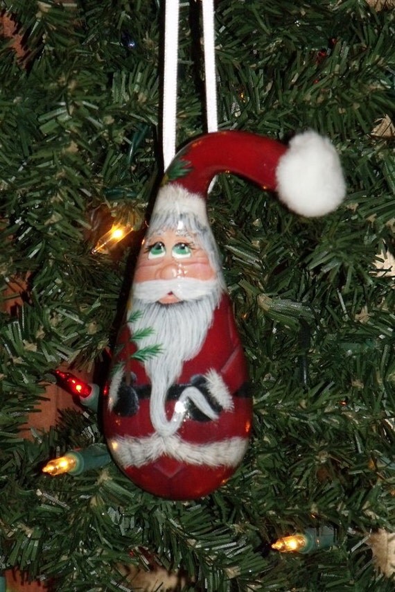 Handpainted Red SANTA GOURD Christmas Ornament