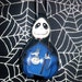 Hand Painted Skeleton Ghoul with Shrunken Head Halloween Gourd Ornament....OOAK