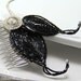 black beaded leaves hair comb fascinator, Black Raven- for weddings,halloween-- member of the artisan group