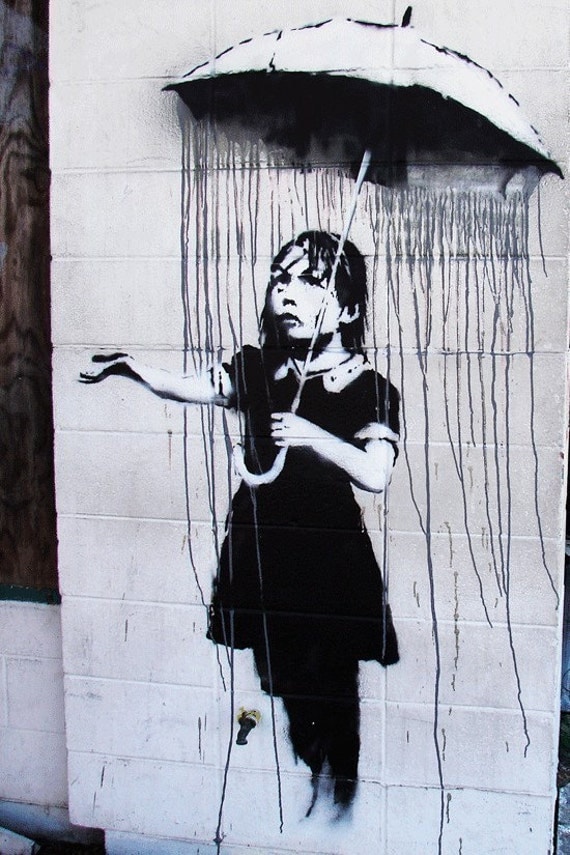 Items similar to Banksy Umbrella Girl Original Photograph Print