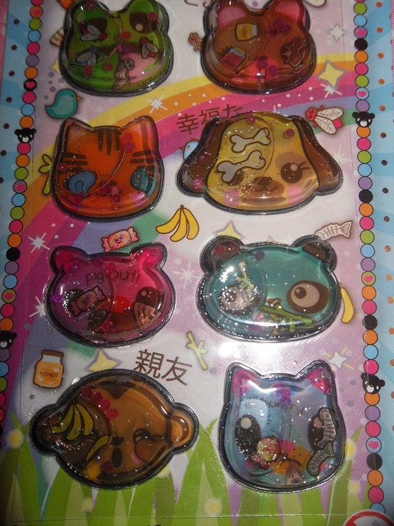 etsy sheet sticker Kawaii Japanese Liquid Puffy Stickers Chopstickers