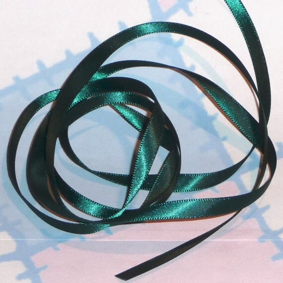 HUNTER GREEN DouBLe FaCeD SaTiN RiBBoN Polyester 1/4 inch