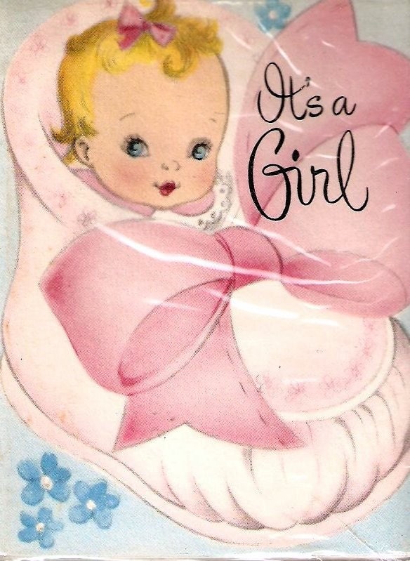 12 Vintage It's a Girl baby birth announcement
