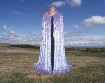 Cloak Cape Lavender Velvet Hooded Wedding Purple Halloween Medieval Renaissance Clothing