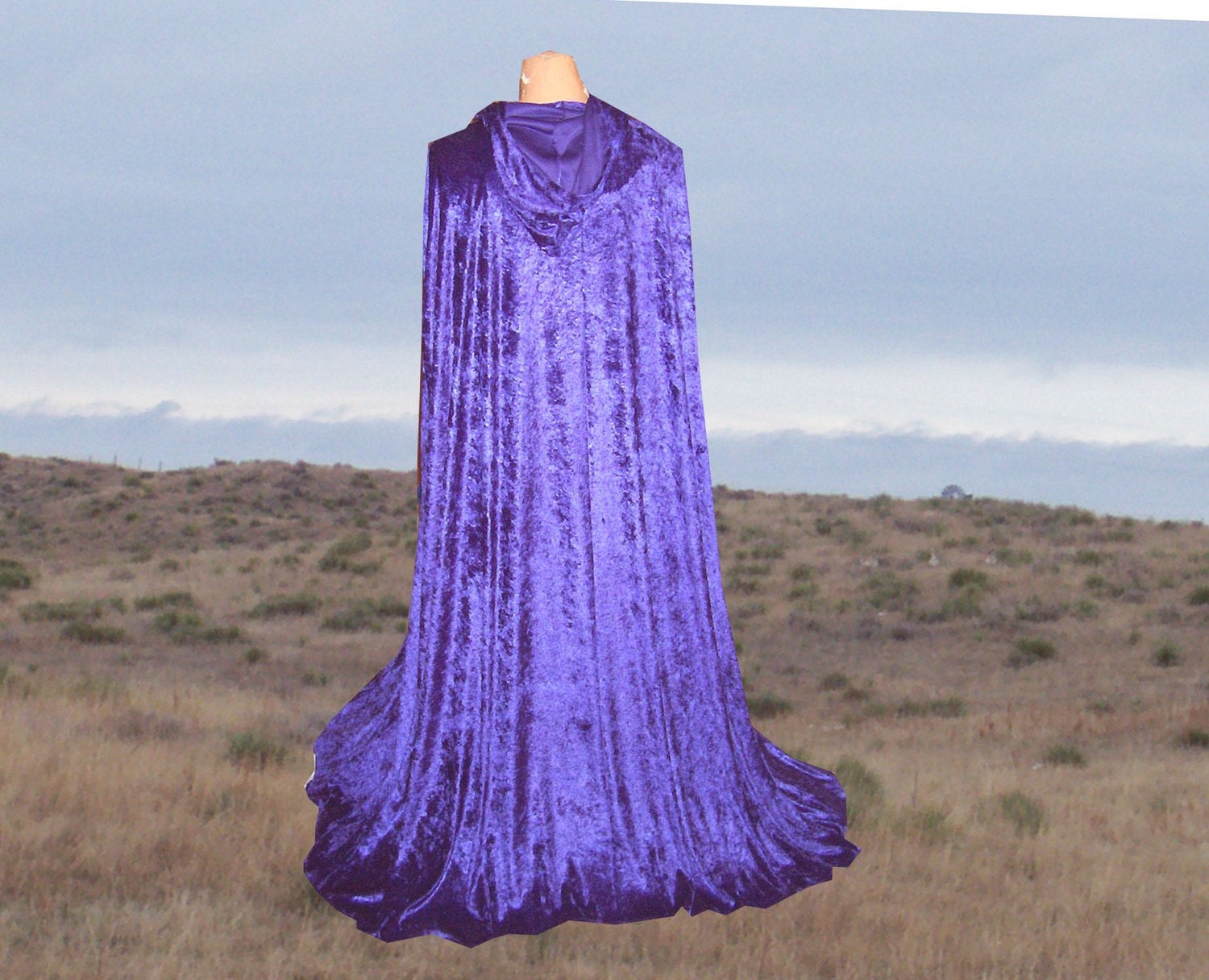 Purple Cape Halloween Cloak Velvet Hooded Medieval Renaissance