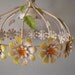 Vintage Tole Metal Flower Power Daisy Light Fixture