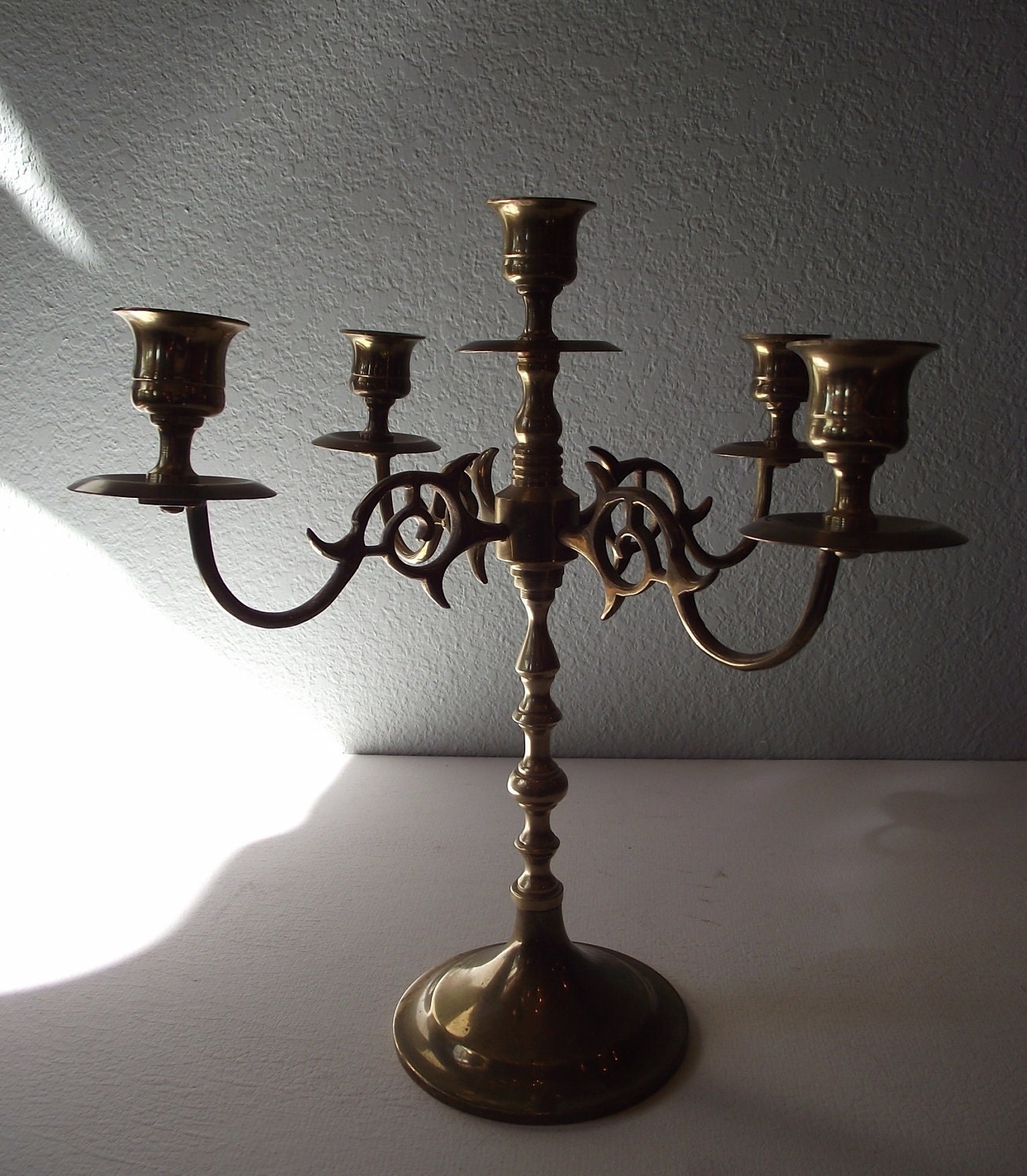 Ornate Brass Candelabra 5 Candle Holder by TheClassicButterfly