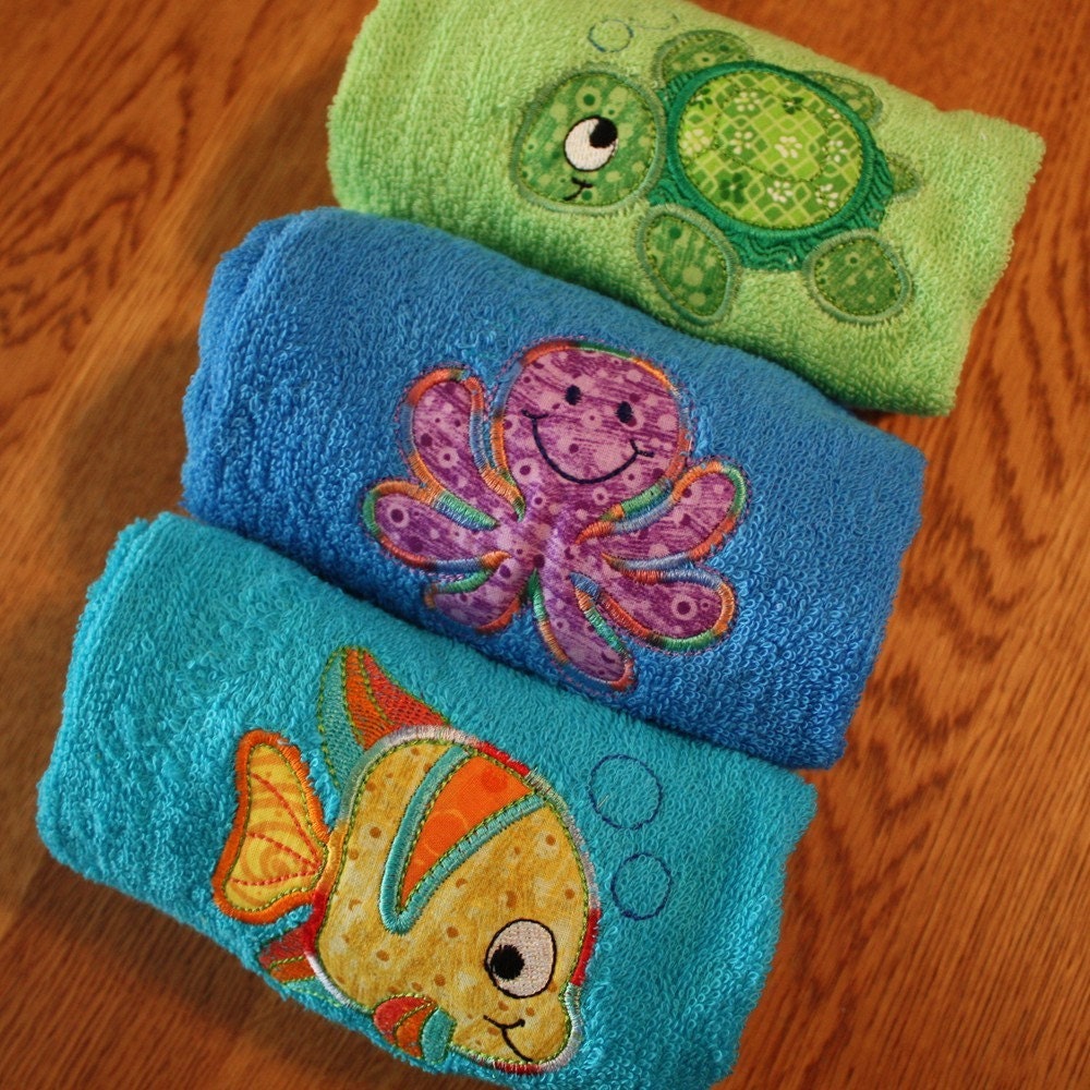 Sea Creatures hand towel collection by BoutiqueCraftyMomma on Etsy