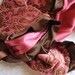 COURTNEY on SALE .......... PINK AND CHOCOLATE BROWN EMBOSSED PAISLEY and ROSE PINK CHARMEUSSE.......... BABY GIRL BLANKET