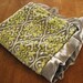 New Luxurious BLANKET...... Embossed green apple and gray minky with satin baby blanket with ruffles..........Comforting fabrics for baby