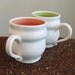 Pottery Mugs in Watermelon and Lime - Set of Two Summery Stoneware Coffee Mugs